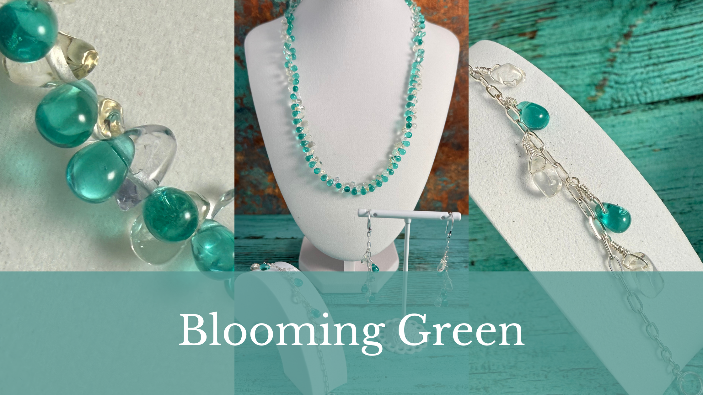 Island Blue Czech glass & quartz jewelry
